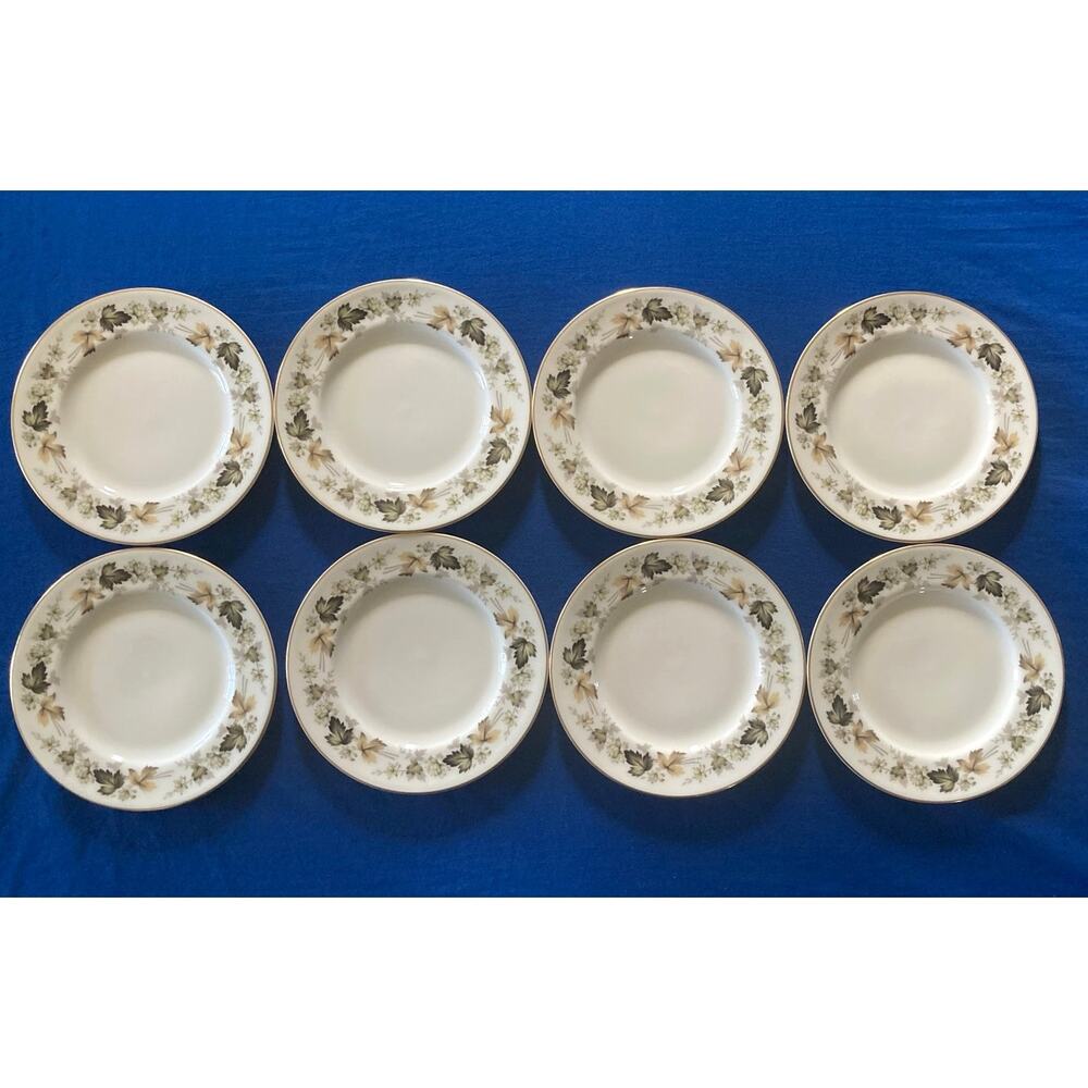 VTG Royal Daulton Bread and Butter plates 6.5" Larchmont Set of 8  Fall Leaves